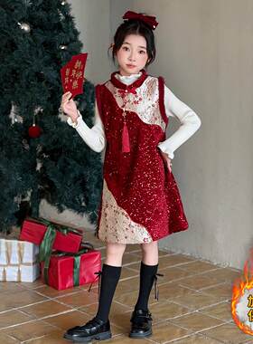 女童国风冬季汉服2026新款拜年服儿童新中式裙子女孩大童过年战袍