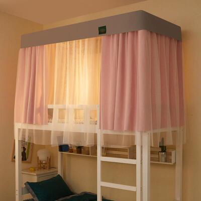 学寝床铺少遮光FLH室窗帘棉麻床帘蚊帐女学生宿舍大支架一体式上