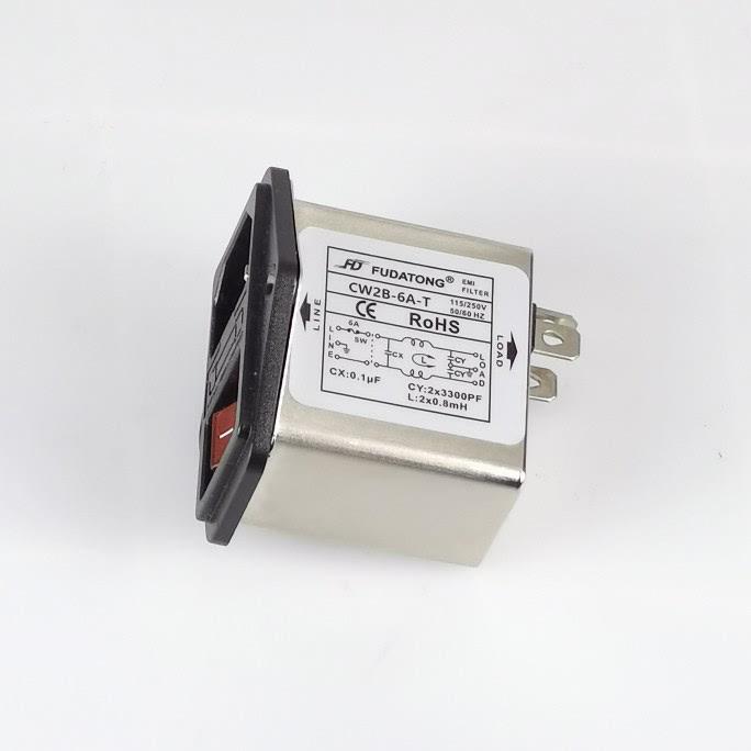 电源滤波器CW2B 3A6A 10A-T插座保险带开关220V抗干扰交流EMI净化