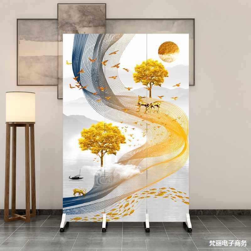 中式家用屏风客厅卧室卫生间进门口遮挡帘办公室简易移动