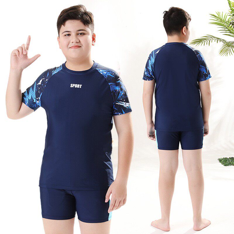 彴约2025胖童儿童泳衣男孩泳裤套装青少年大码泳装高弹性泳衣