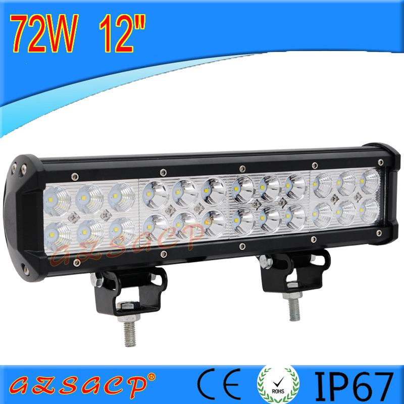12英寸72W汽车LED长条射灯前杠中网灯货车12V24V超亮越野车顶灯