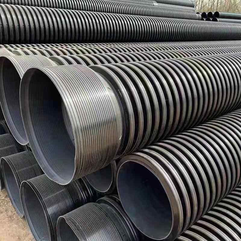 厂家聚乙烯hdpe双壁波纹管黑色大口径市政排污排水管塑料下水管