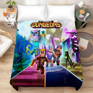 minecraft床床单游戏男孩和儿童家庭床单全年床上用品0.9米
