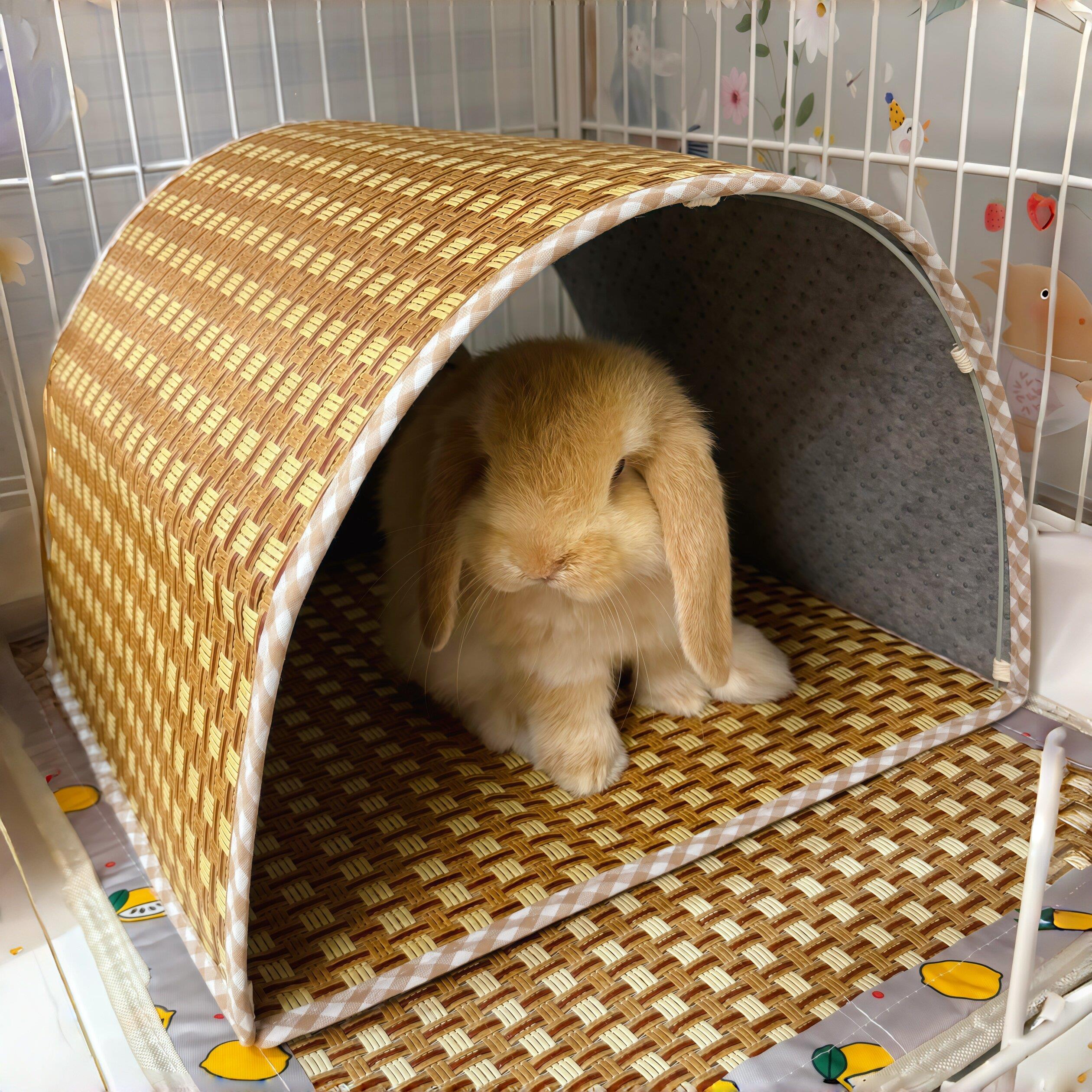 夏季兔子窝四季通用降温草编凉席窝躲避屋隧道窝冰屋趴趴垫睡窝