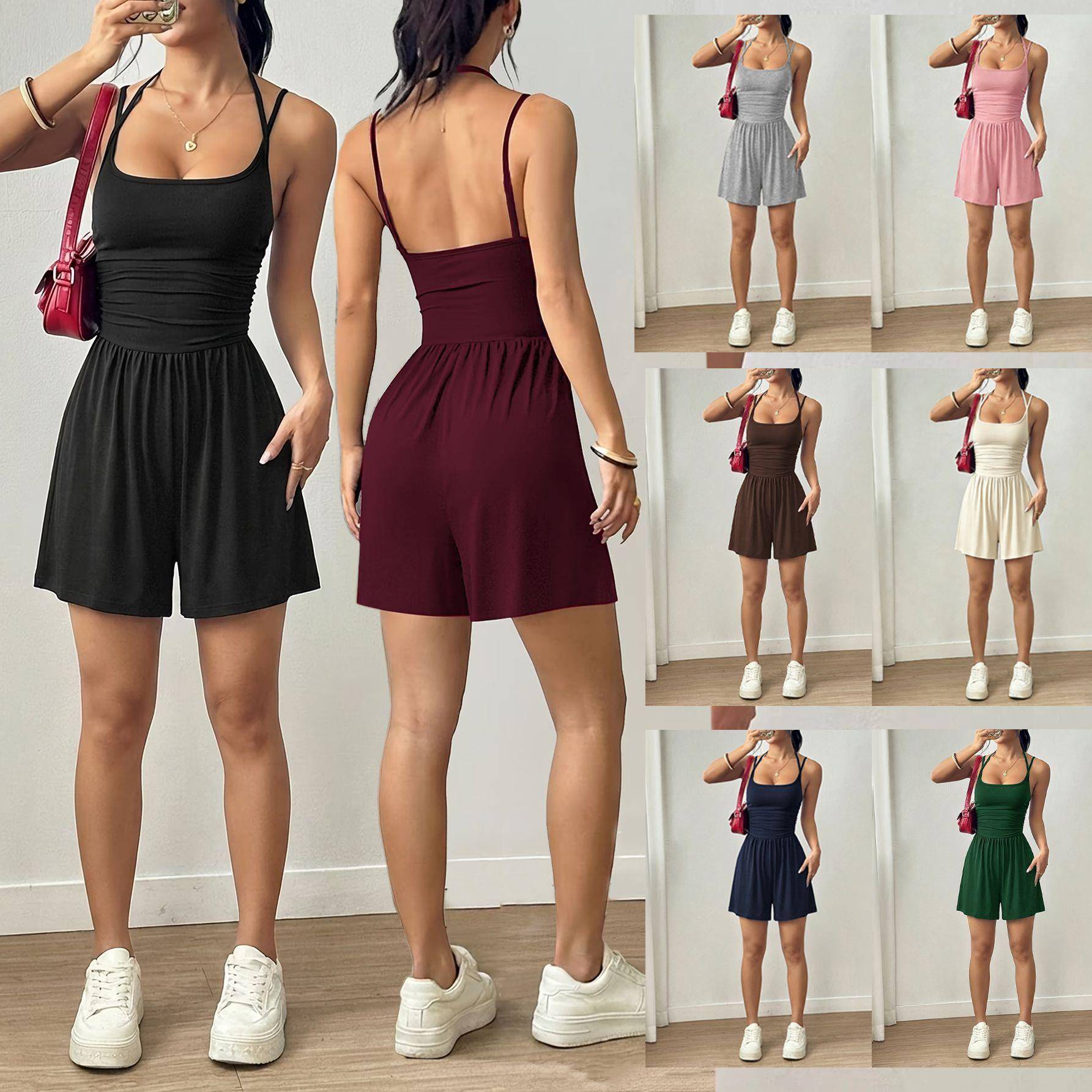 Women'S Casual Knitted Sleeveless Dress Shorts Set Outfit图片