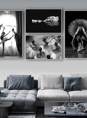 舞蹈室挂芭白PBAL蕾舞艺术校学练功房装饰画黑工业风舞者励画志壁