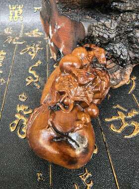 枣木雷枣木手把件木雕摆件多子多福文玩工艺品摆件汽车挂件木质