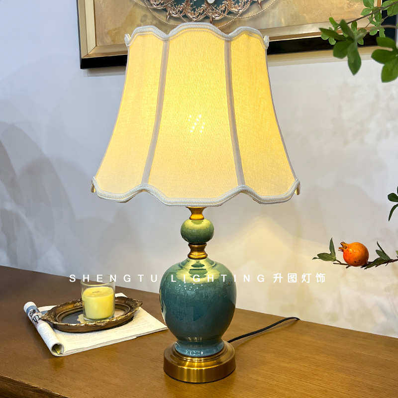 美式复古台灯 陶瓷卧室床头灯 简约现代高级感客厅书房氛围装饰灯,家装灯饰光源,装饰台灯,淘宝优惠券,粉丝福利购,淘宝优惠卷