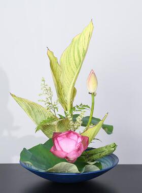 日本进口全新陶瓷花器日式艺术花道插花器皿小原流摆件池坊花瓶盘