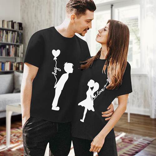 Valentine's Day T-shirt couple short sleeved couple round