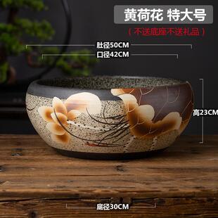 高档景镇陶德瓷鱼缸睡莲花禅意茶桌茶洗笔洗铜钱草盆荷花养锦盆鲤