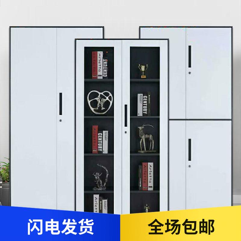 南京通双节文件柜铁皮柜通体玻璃对开门会计凭证柜子带锁分五节柜