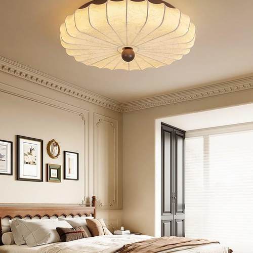 全光谱眼古南洋无品牌/风护卧室中顶灯法式吸布艺花纹圆形复古主
