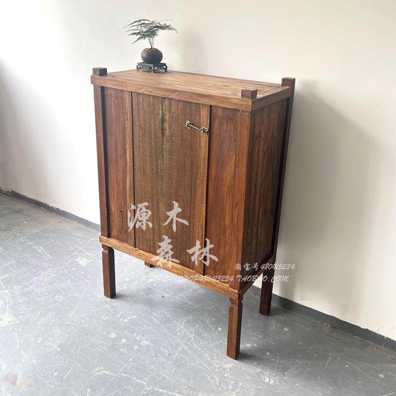 印尼老柜子中古高脚宽柜原木酒柜储物柜子老木全实木复古民宿酒店