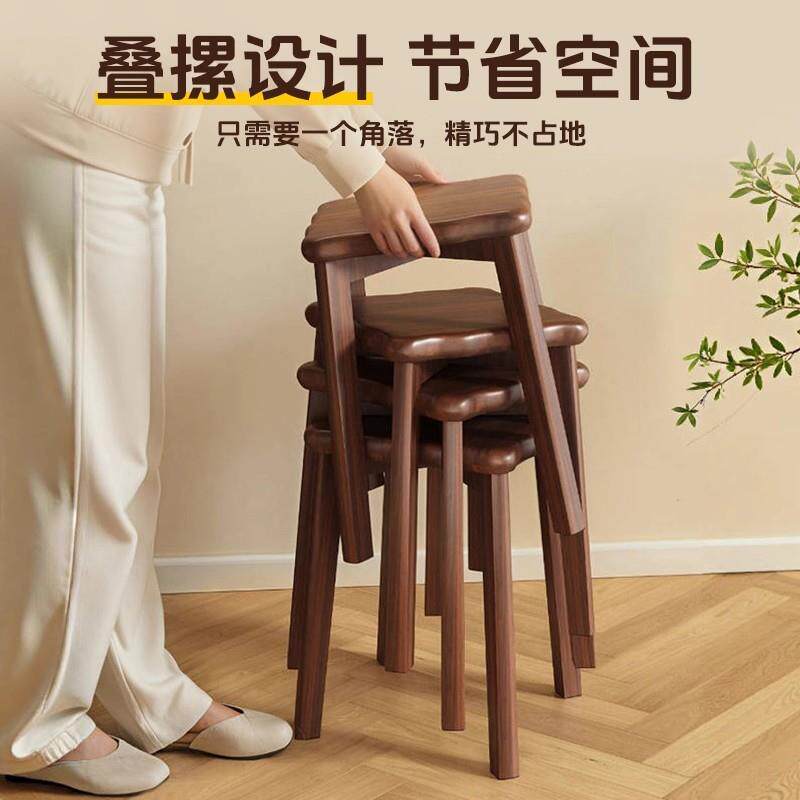 复古梳妆家用结小矮见详情凳餐凳桌厅椅子可叠实放客备用凳实木头