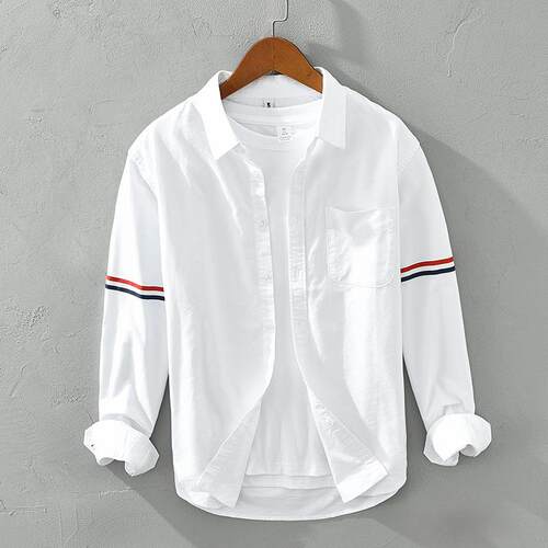 Color blocked shirt square collar white shirt base top