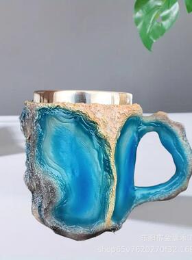 跨境新款仿Mineral Crystal Coffee Mugs仿矿物树脂水晶咖啡杯