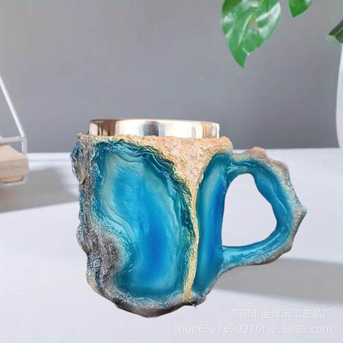 跨境新款仿Mineral Crystal Coffee Mugs仿矿物树脂水晶咖啡杯