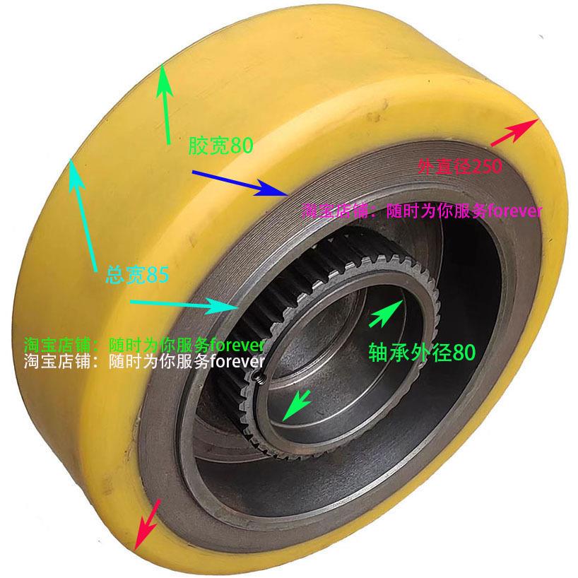林德叉车前轮承重轮子250*80/8轱2-80酯VCM堆垛机聚配滚轮后辘