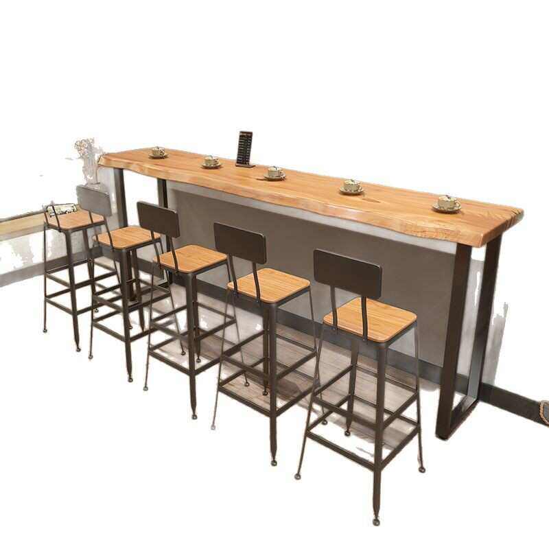 实木吧台桌子靠墙长条桌酒吧家用高脚阳台休闲桌椅甜