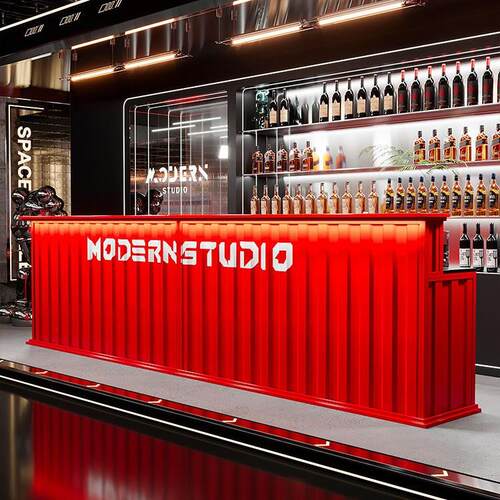 工业风吧台收银台奶茶店酒吧清吧餐饮店铺创意商用覆古前台接待台