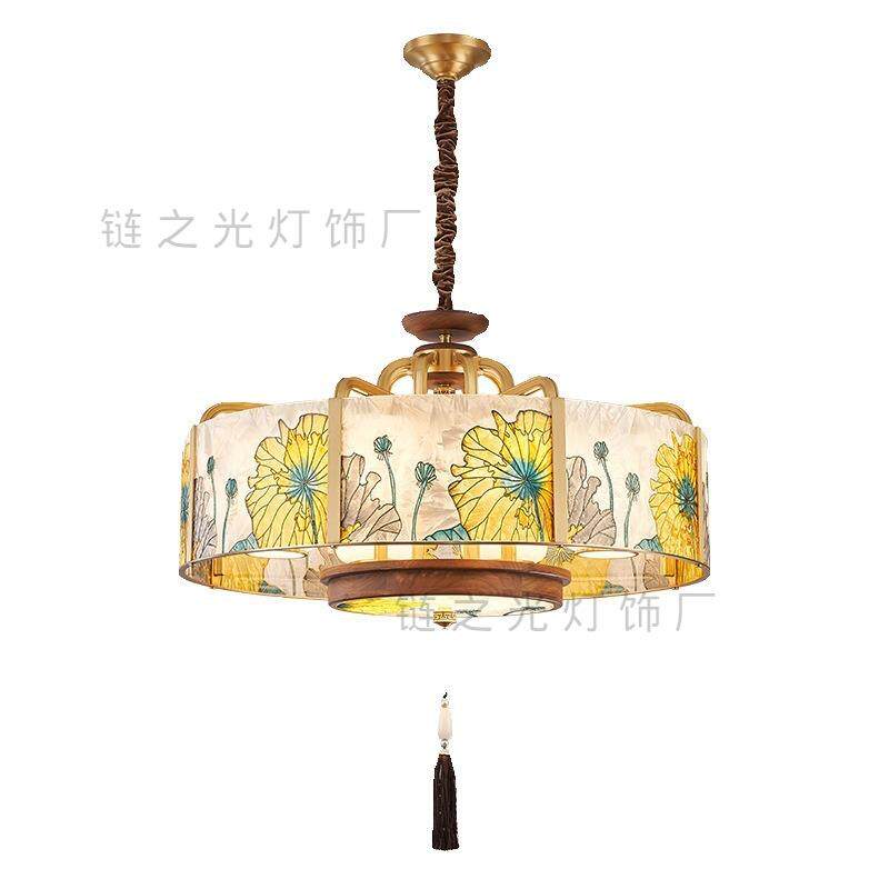 新中式珐琅彩全铜客厅吊灯中山灯饰中国风创意艺术别墅卧室餐厅灯