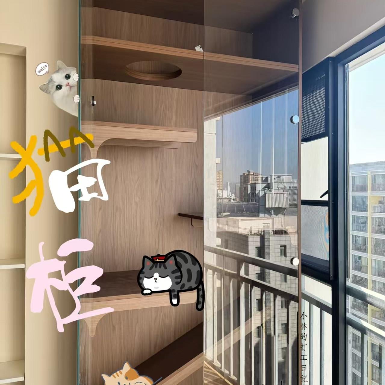 定制3c钢化玻璃柜门猫别墅门鱼缸门酒柜手办柜橱柜无边框展示柜门图片