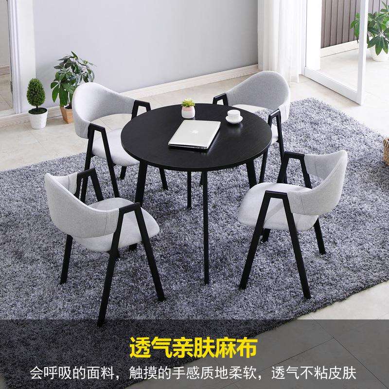 简约接待洽谈桌椅组合奶茶甜品店铺4S店办公休闲小圆会客桌方餐桌