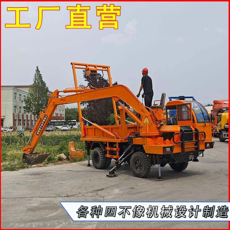 龙门吊挖一体机生产厂家吊挖两用下葬车8吨轮式龙门架随车挖