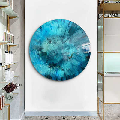 金属喷镀异形圆形装饰艺术画客厅酒店售楼部样板间展示设计实物画