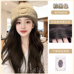 正品子假发一体时尚秋冬女款带202新款仿真发全真人发3戴帽子帽全