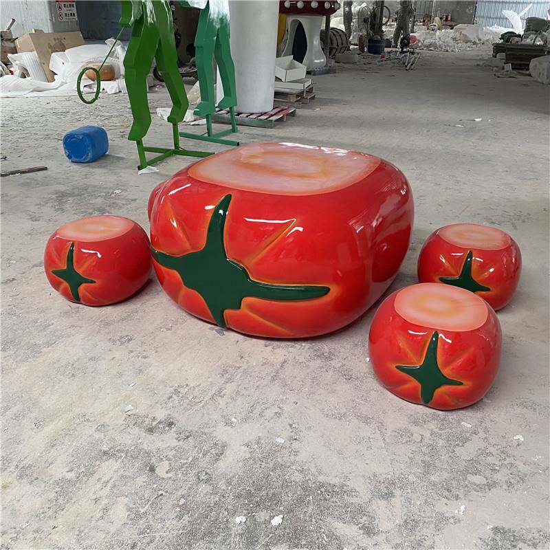 景观户外椅子玻璃钢仿真水果座椅商场卡通西红柿坐凳番茄休闲椅