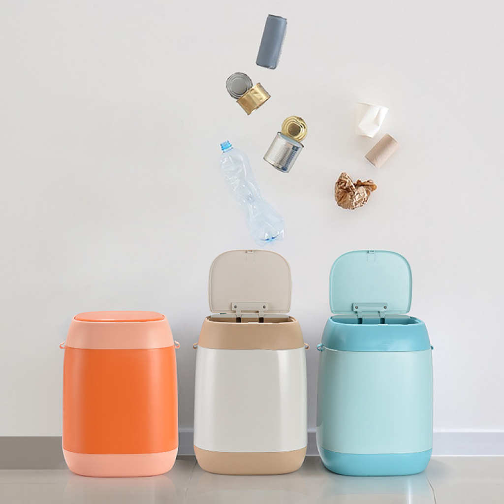 家用防水可按压带盖卫生间加大容量客厅卧室智能自动感应式垃圾桶