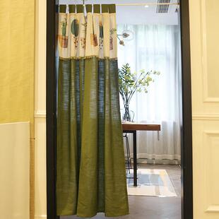 鸢尾穿杆北欧仙人球挂带美式门帘窗帘免打孔卧室遮光纯色单片窗户