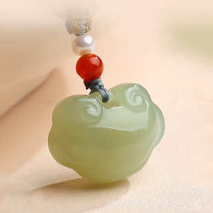 玉坠女款 和田玉如意宝宝锁吊坠男女款 青白玉晴水吉祥如意锁儿童款