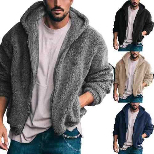 Men's Thick Warm Hooded Zipper Jacket