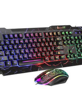 luminous wired gaming keyboard mouse set russian keyboard