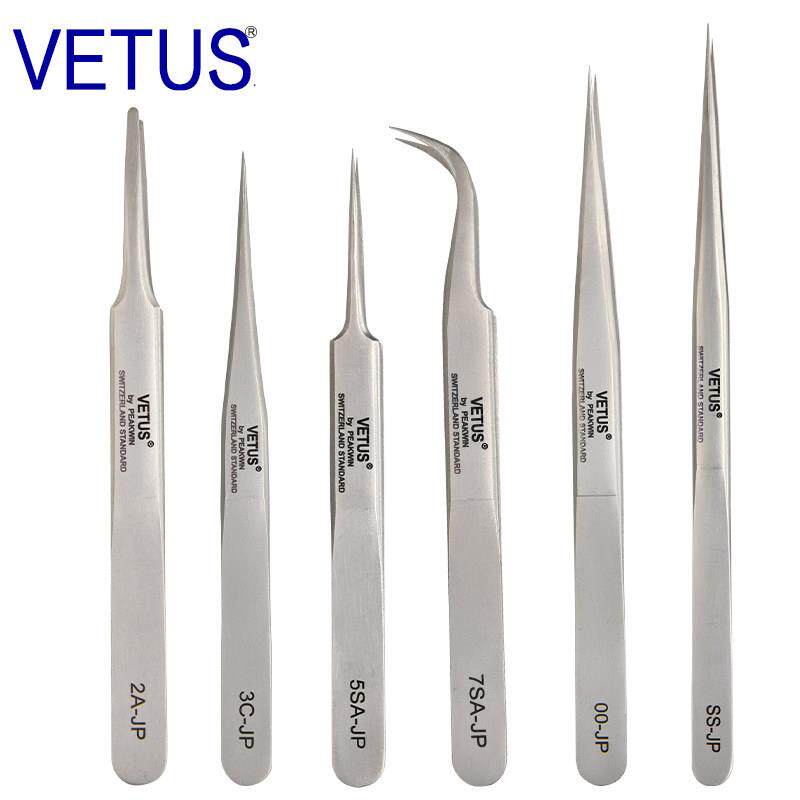 VETUS JP超精品镊子黑头多肉不锈钢防磁防酸钟表电子工具夹子