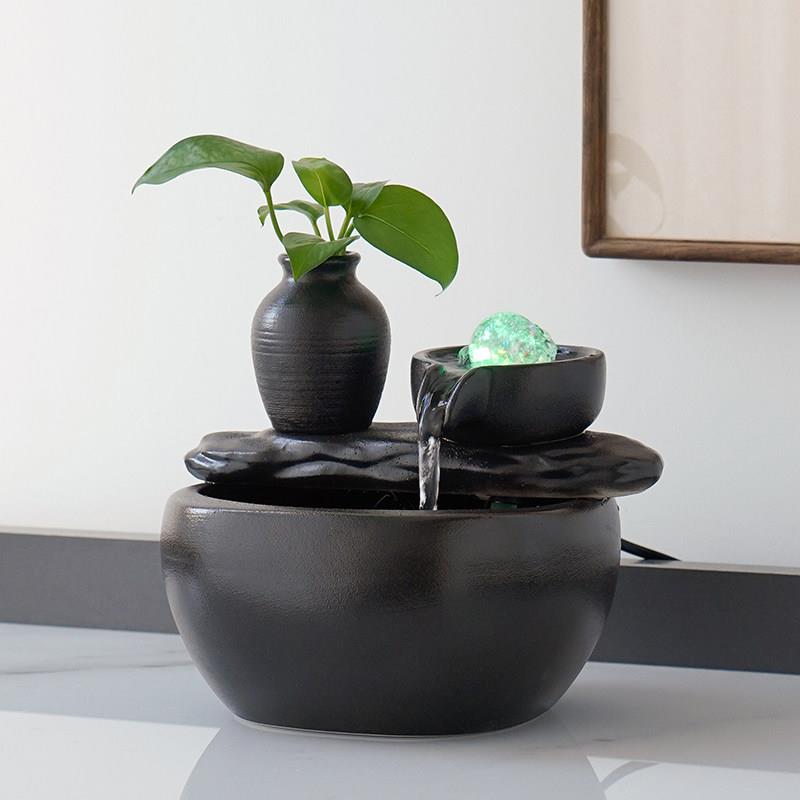 时来运转风水球流水生财摆件循环水家居客厅茶桌办公室招财装饰品