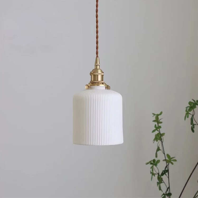 日式陶瓷吊灯复古条纹餐厅吧台民宿床头玄关过道茶室北欧黄铜吊灯
