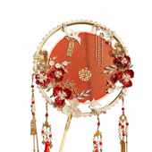 团扇新娘结婚扇子diy材料婚礼手工秀禾婚扇喜扇成品中式 双面团扇