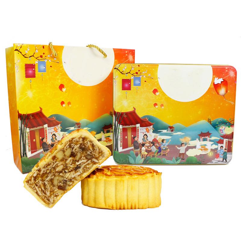 广州素食五仁月饼老式伍仁火腿叉烧广式月饼中秋代加礼盒装工