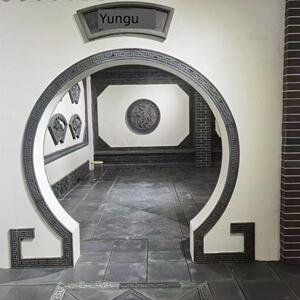 中国风月亮门线砖雕拱边圆门线弧形图案线彷古门窗套边