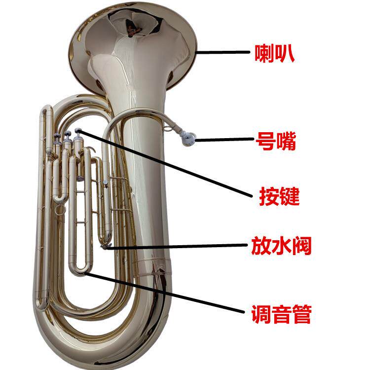 宫泽风低音抱号乐器西洋铜管吹奏降B调金色大号成人乐队三立键号