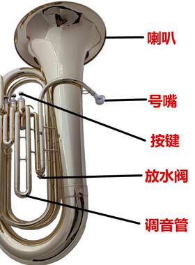 宫泽风低音抱号乐器西洋铜管吹奏降B调金色大号成人乐队三立键号