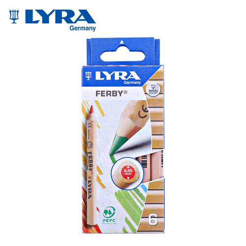 德国艺雅LYRA原木短杆杆三角粗彩铅儿童绘画不断芯彩色铅笔