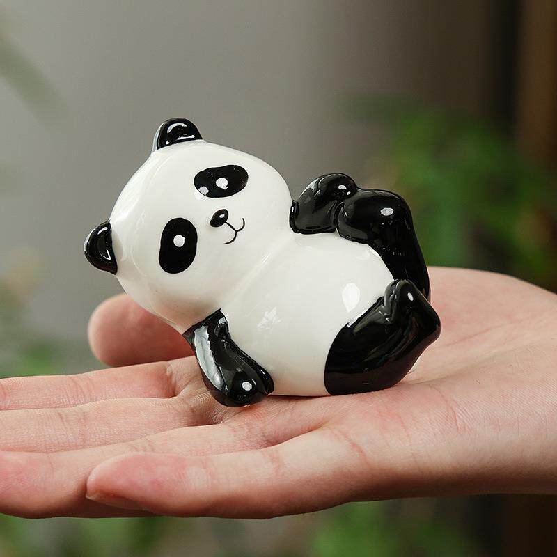 可爱熊猫桌面迷你工艺品小摆件治愈系萌宠卡通车载桌面装饰品摆饰