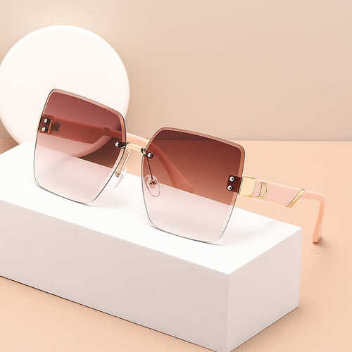 Fashion Luxury Brand Rimless Women Sunglasses For Men Vintag