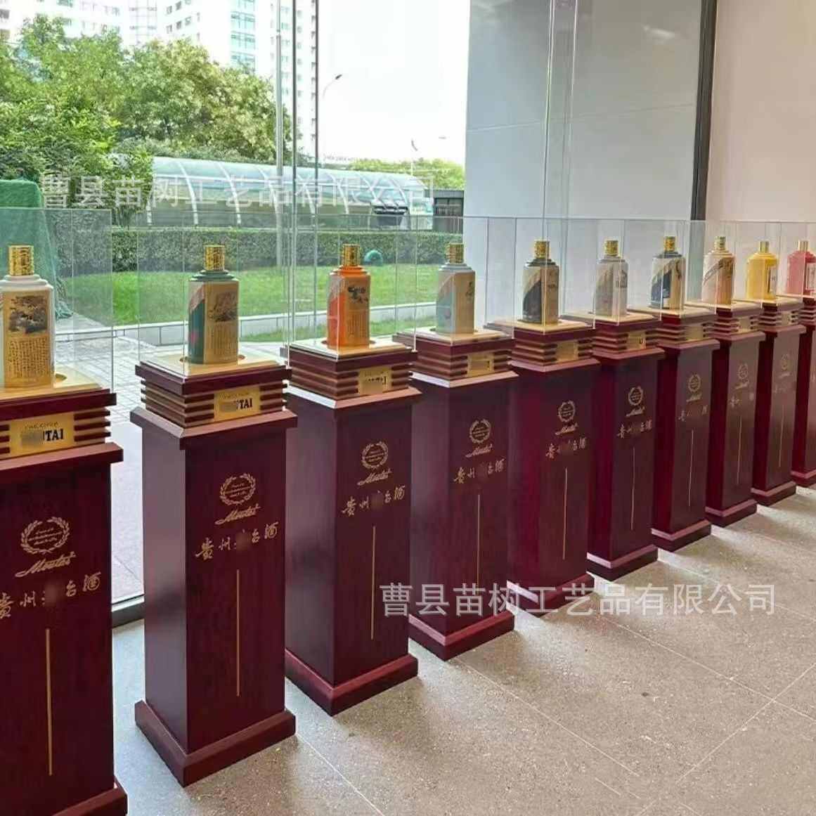 展柜酒展示架印花展示木质白酒底座名酒酒柜实木架白酒